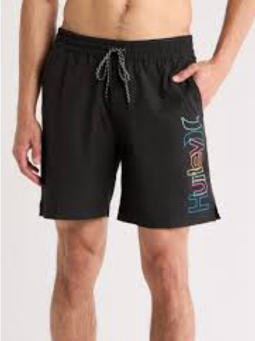 Hurley Black Logo-Strip Men’s Swim/Board Shorts